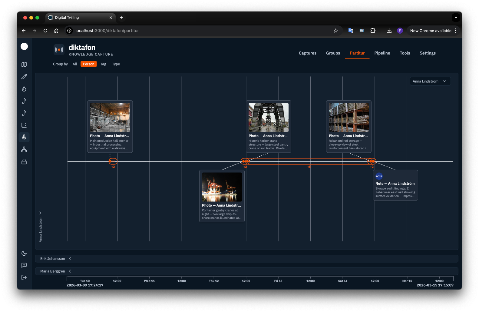 Diktafon — Partitur timeline view